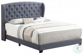 Krome Dark Grey King Upholstered Panel Bed