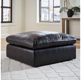 Emilia Black Leather Oversized Accent Ottoman