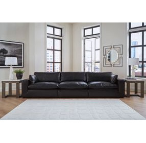 Emilia Black Leather Modular 140" Sofa