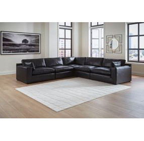Emilia Black Leather Modular 5 Piece Sectional