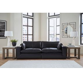 Emilia Black Leather Modular 99" Loveseat