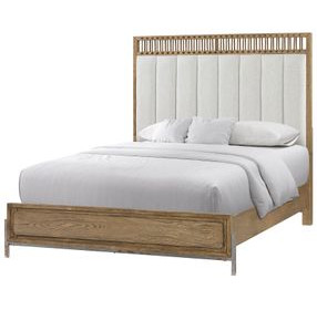 Aurora Latte Queen Upholstered and Leather Panel Bed