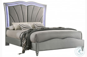 Bowfield Grey Velvet Queen Upholstered Platform Bed