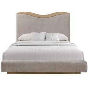 Blue Mallee Beige and Brown Queen Upholstered Panel Bed