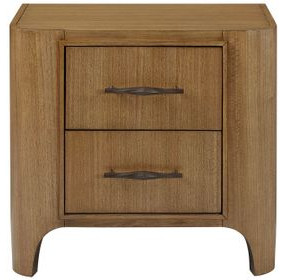 Blue Mallee Brown 2 Drawer Nightstand with USB Charging
