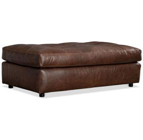 Nest Brown Leather Upholstered Rectangular Ottoman