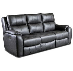 Marquis Slate Leather 84" Zero Gravity Power Reclining Sofa with USB Charging