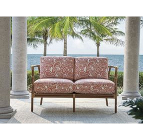 Sandpiper Bay Pink and White Outdoor 58" Loveseat
