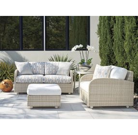 Sand Dune Cream Upholstered Outdoor Rectangular Ottoman
