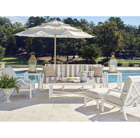 Island Classic White and Brown Outdoor 86" Sofa