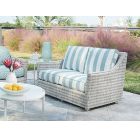 Seabrook Blue and White Outdoor 58" Loveseat