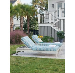 Seabrook Blue and Gray Outdoor 83" Chaise Lounge