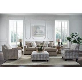 Kittery Dove Beige and Off White Square Cocktail Ottoman