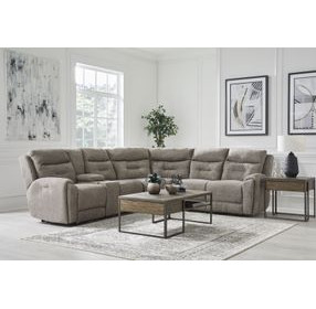 Point Break Mushroom 3 Piece Modular Triple Power Reclining Loveseat Sectional with Hidden Cup Holders and USB Charging