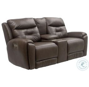 Point Break Amalfi Cognac Leather Power Reclining 90" Sofa with Power Headrest and Lumbar