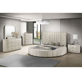 Sonya Ivory Upholstered Rectangular Dresser Mirror