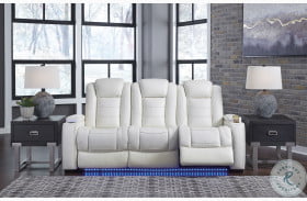 Party Time White Power Reclining Sofa With Power Headrest