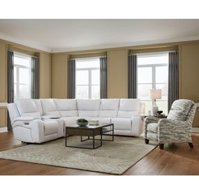 Brookfield White Leather 6 Piece Modular Zero Gravity Triple Power Reclining Sectional with USB Charging