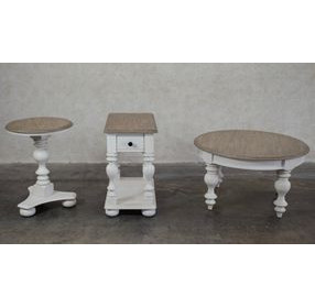 Jameson Pale Taupe and Antique Oak Rectangular Chairside Table