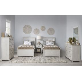 Ashton Bleached Linen Full Panel Bed with LED
