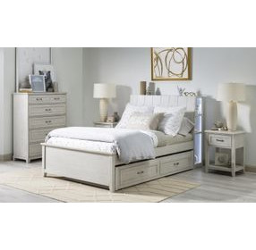 Ashton Bleached Linen Full Bookcase Bed with LED