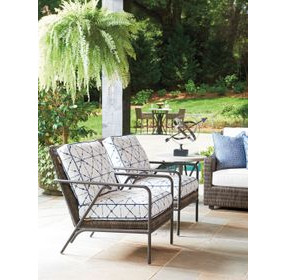 Cypress Point Ocean Terrace Blue and White Upholstered Outdoor Accent Chair