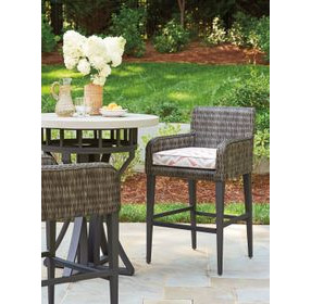 Cypress Point Ocean Terrace Purple and White Upholstered Outdoor Bar Stool