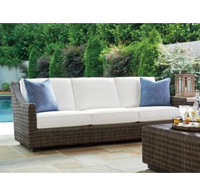 Cypress Point Ocean Terrace Beige Long Outdoor 95" Sofa with Pillows
