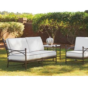 Pavlova Black and White Performance Fabric Outdoor 64" Loveseat