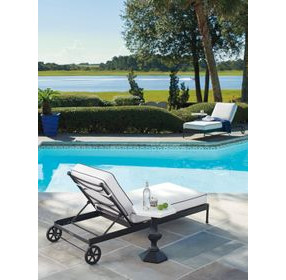 Pavlova Black and White Performance Fabric Outdoor 77" Chaise Lounge