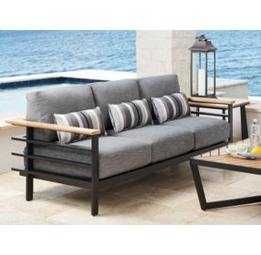 South Beach Gray Outdoor 89" Sofa with Pillows