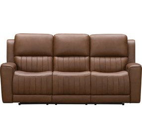 Pierce Homerun Cinnamon Leather Zero Gravity Power Reclining Living Room Set with Power Lumbar and USB Charging