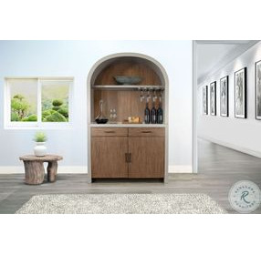 Sagewyn Light Gray Arch Coffee and Wine 2 Door Bar Cabinet