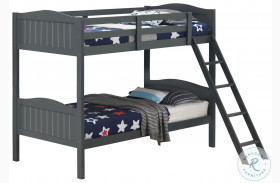 Littleton Grey Slatted Twin Over Twin Bunk Bed