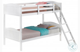 Littleton White Slatted Twin Over Twin Bunk Bed