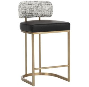 Larissa Bravo Black and Halton Birch Performance Fabric Counter Height Stool