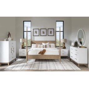 Melrose Desert Oak King Poster Bed