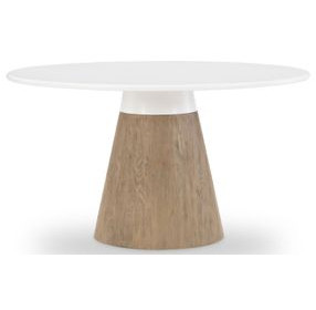 Melrose Cloud White and Desert Oak 54" Round Dining Room Set
