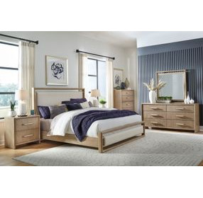 Arlington Nutmeg and Beige Queen Upholstered Panel Bed