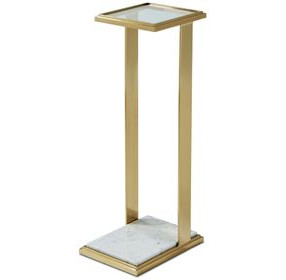 Oasis Brass and White Rectangular Glass Top Clemente Accent Table