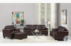 Samuel Dark Brown Leather Living Room Set