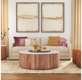 Josie Hickory Brown Round Marble Top Coffee Table