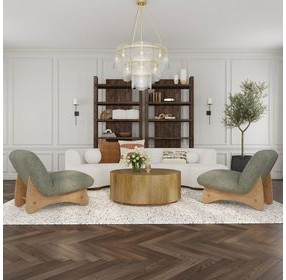 Layne Light Brown Round Coffee Table with Casters