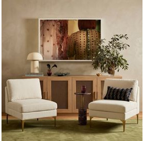 Serena Cream Velvet Accent Chair with Brass Legs