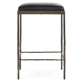 Bose Onyx Black Leather Upholstered Counter Height Stool