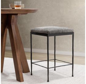 Bose Sparrow Gray Leather Upholstered Counter Height Stool