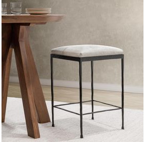 Bose Dusty Cream Leather Upholstered Counter Height Stool