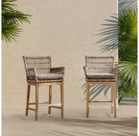 Valerie Natural Upholstered Outdoor Counter Height Stool
