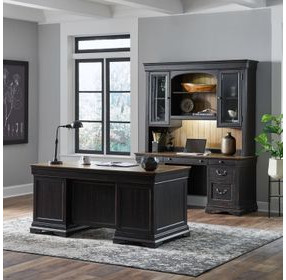Meritage Aged Charcoal and Caramel 66" Executive Credenza
