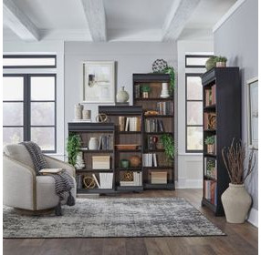 Meritage Aged Charcoal and Caramel 84" Bookcase